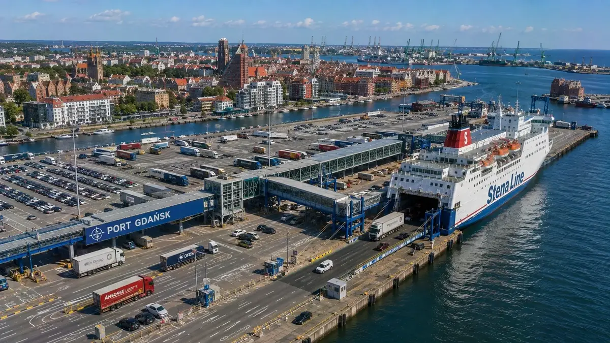 Gdańsk λιμάνι πλοίων και Baltic παραλιακή ζώνη σε Πολωνία