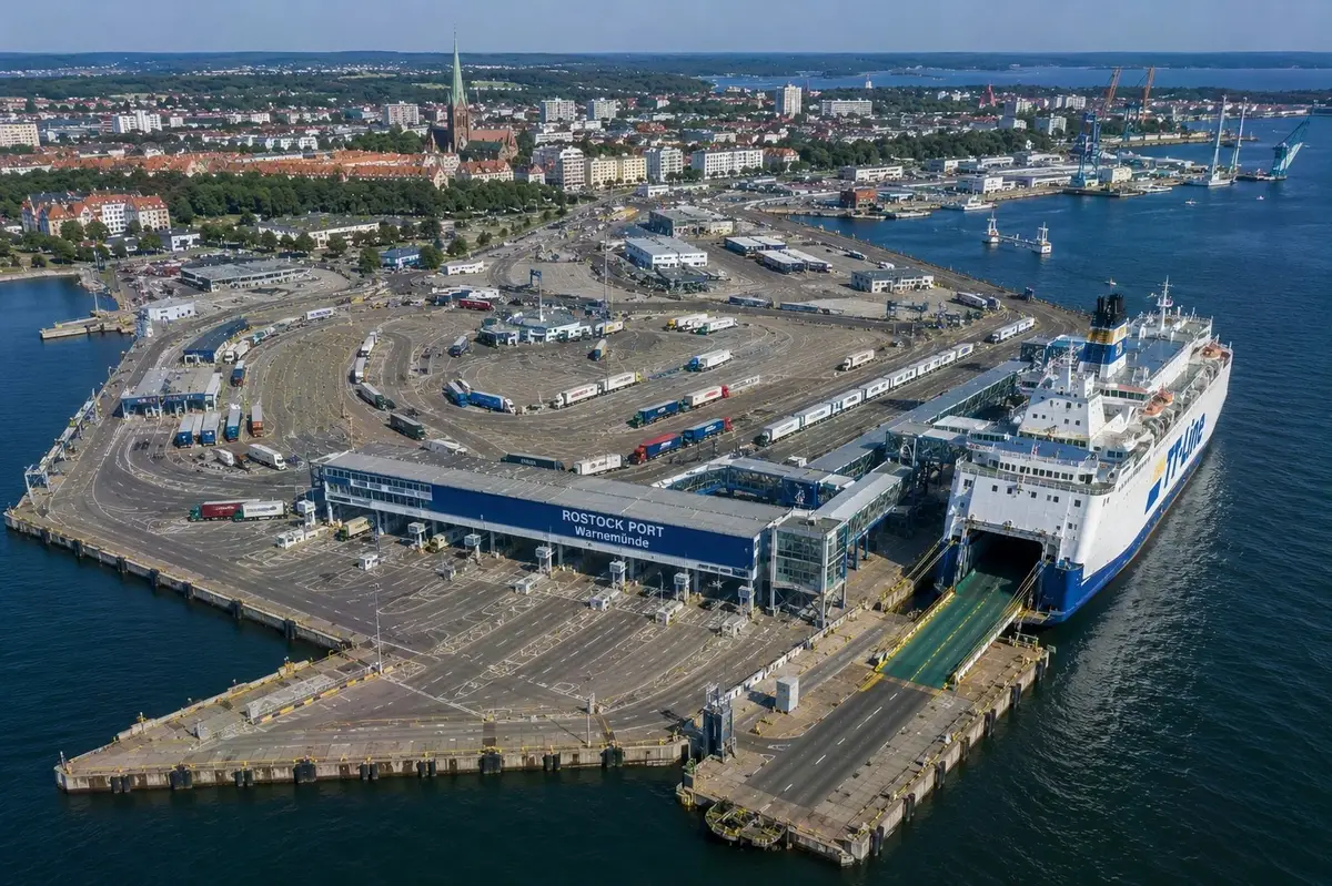 Rostock λιμάνι πλοίων σε βόρεια Γερμανία